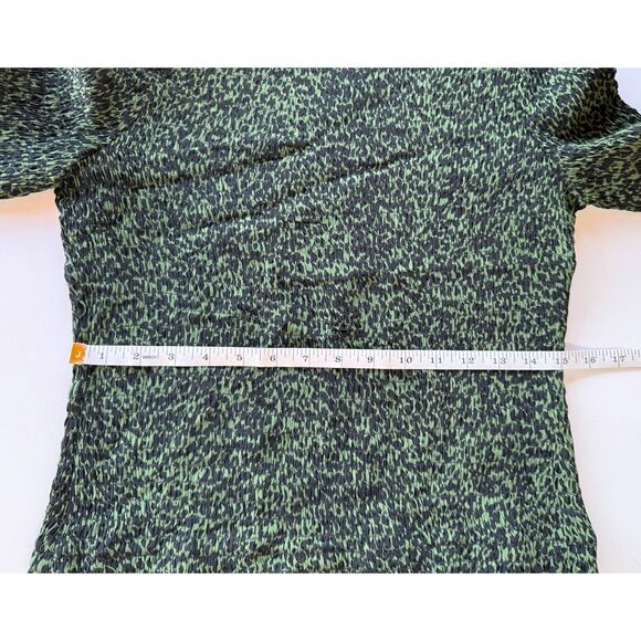 NWT Proenza Schouler White Label Smocked Dot Mock Neck Top in Fern Green & Black - Picture 13 of 14